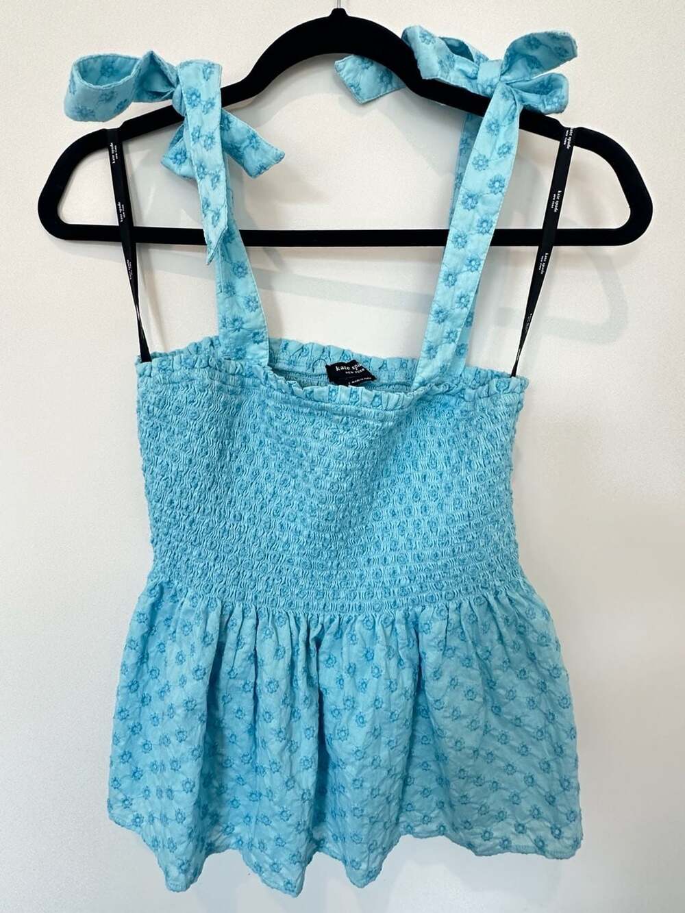 Kate Spade New York Embroidered Smocked Tie-Strap Top